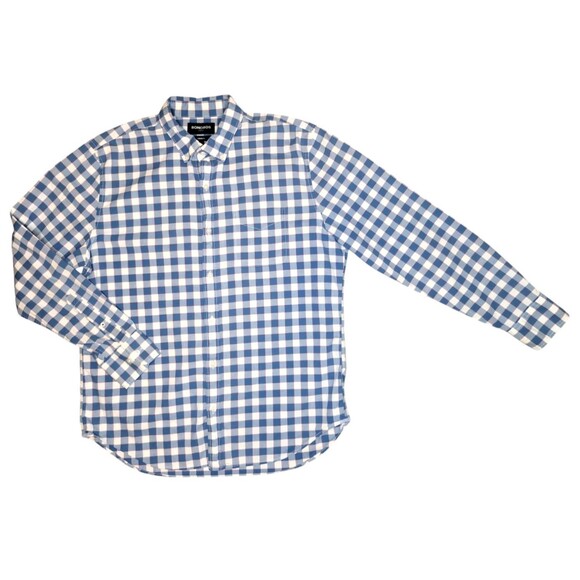 Bonobos Plaid Button Up Shirt Mens LG Blue Long Sleeve Cotton Preppy Casual - Picture 1 of 7